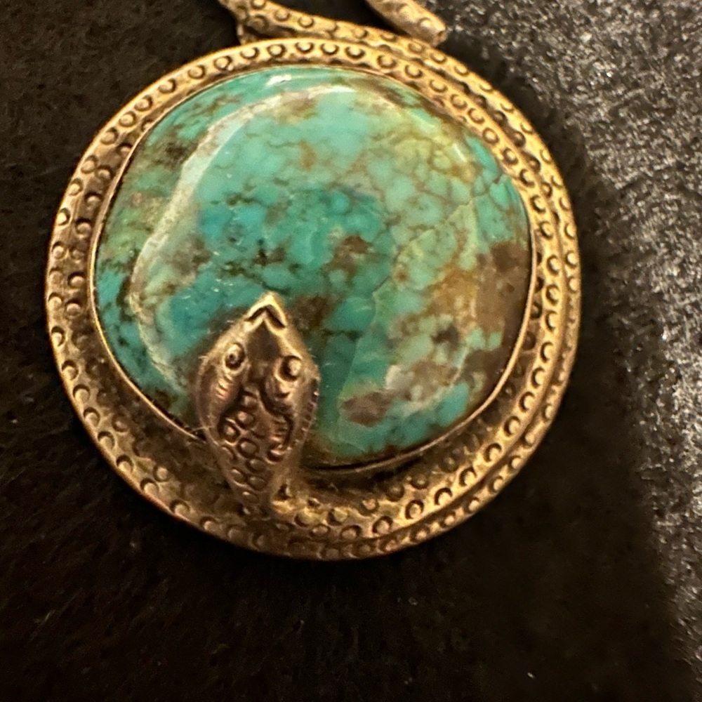 Nepal Snake Turquoise Pendant - Picture 2 of 4